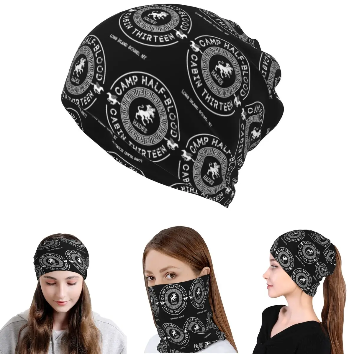 Cabin Thirteen Hades Percy Jackson Camp Half-Blood Bandana Neck Cover Mask Scarf Balaclava Beanies Hat for Men Women Washable