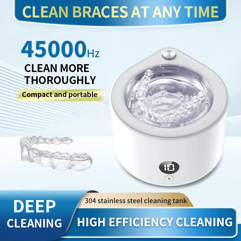 

High Frequency Quick Decontamination Ultrasonic Cleaner Braces Retainer Cleaner Portable Glasses Jewelry Cleaning Machine