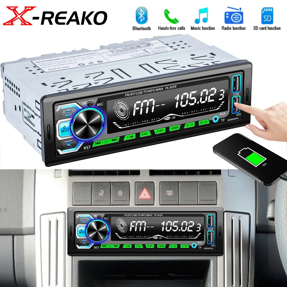 X-REAKO Car Radio Player Bluetooth MP3 Player 60Wx4 FM Audio Music USB TF AUX Input Suport Remote Control 1 din MP3 Car Stereo