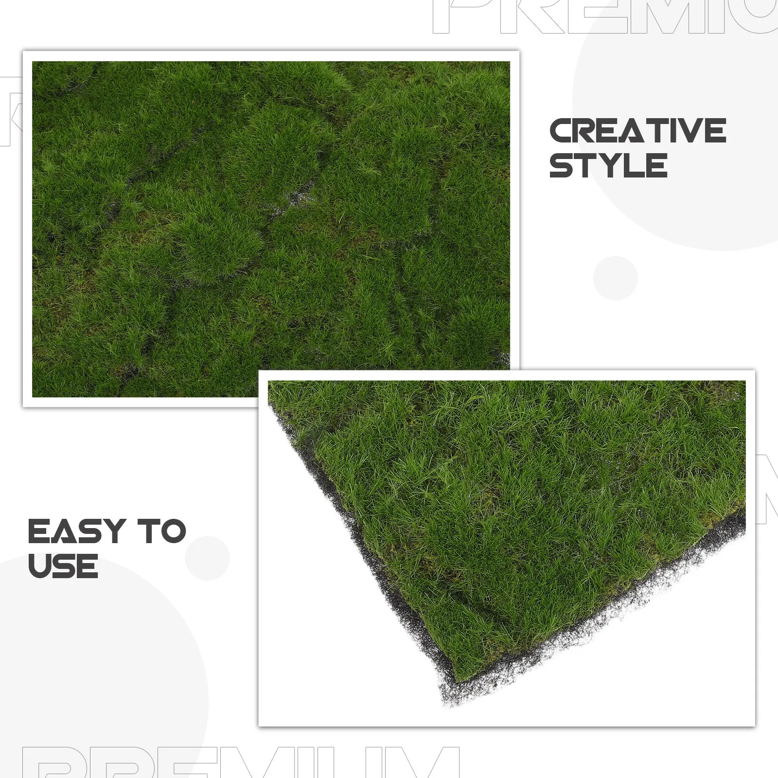 2Pcs Simulation Moss Mat Vibrant Fake Grass Rug Artificial Turf Lawn Carpet for Indoor Outdoor Wedding Garden Decor