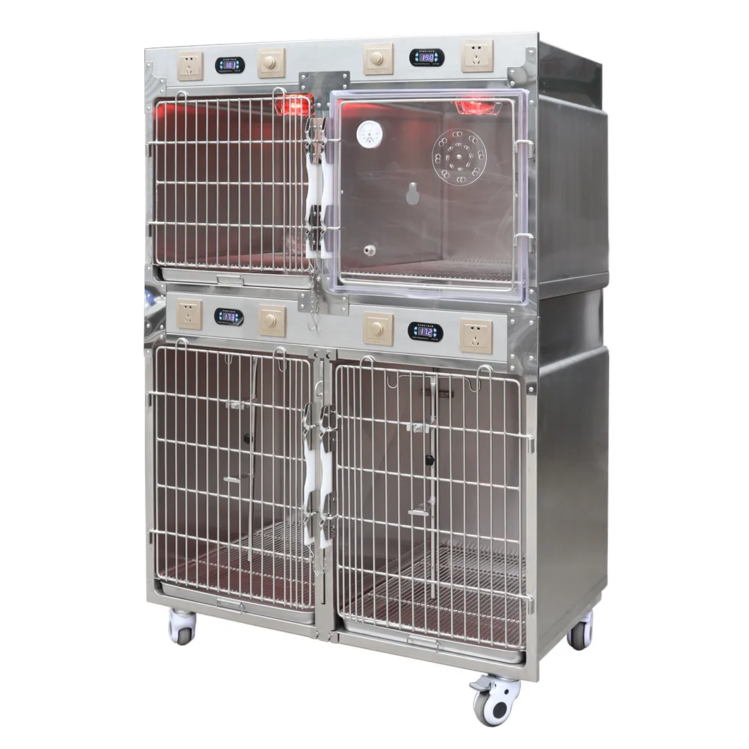 Veterinary Hospital Clinic Stainless Steel Canine  Chamber Cage with warm function