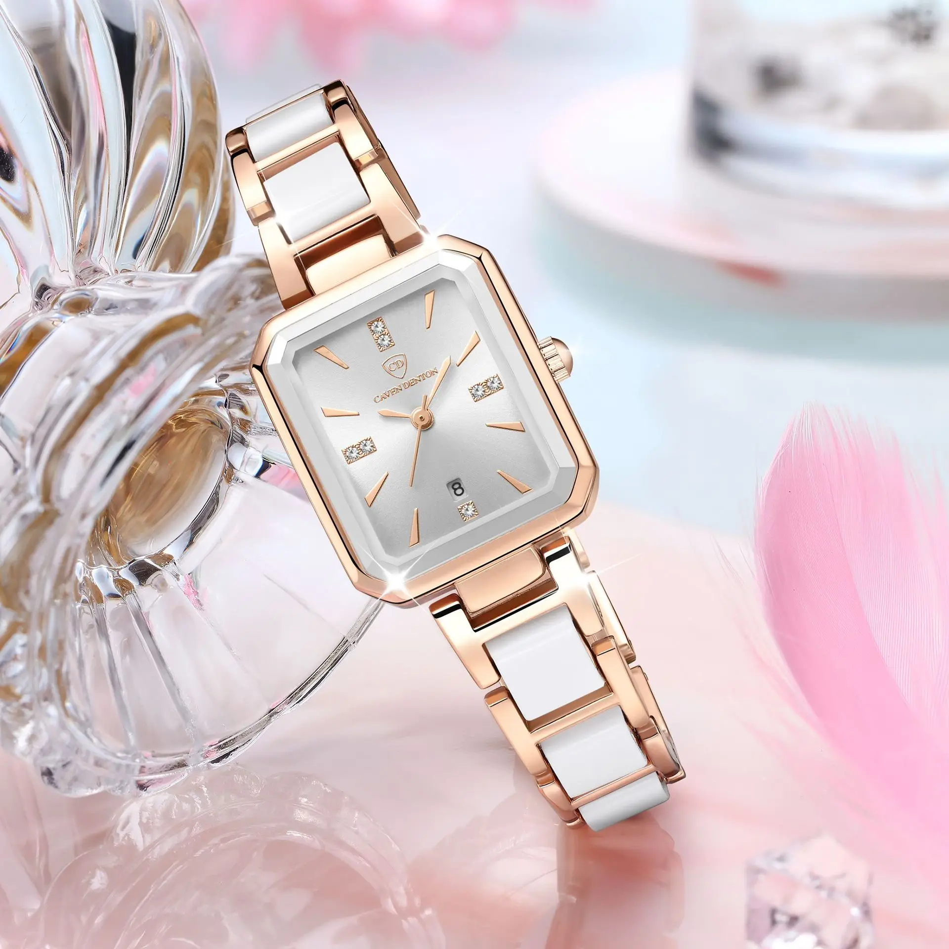 Calendar Light Luxury Diamond Set Watch Women's Square Watches Waterproof Quartz Watch for Women