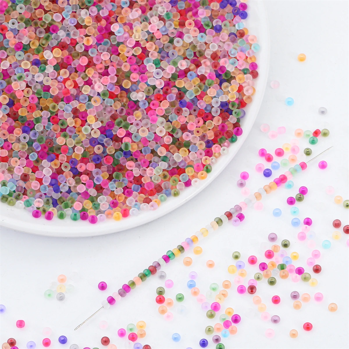 About100Pcs Domestic Super High Quality Transparent Frosted Glass Rice Beads Unique Loose Beads Handmade DIY for Jewelry Headpie
