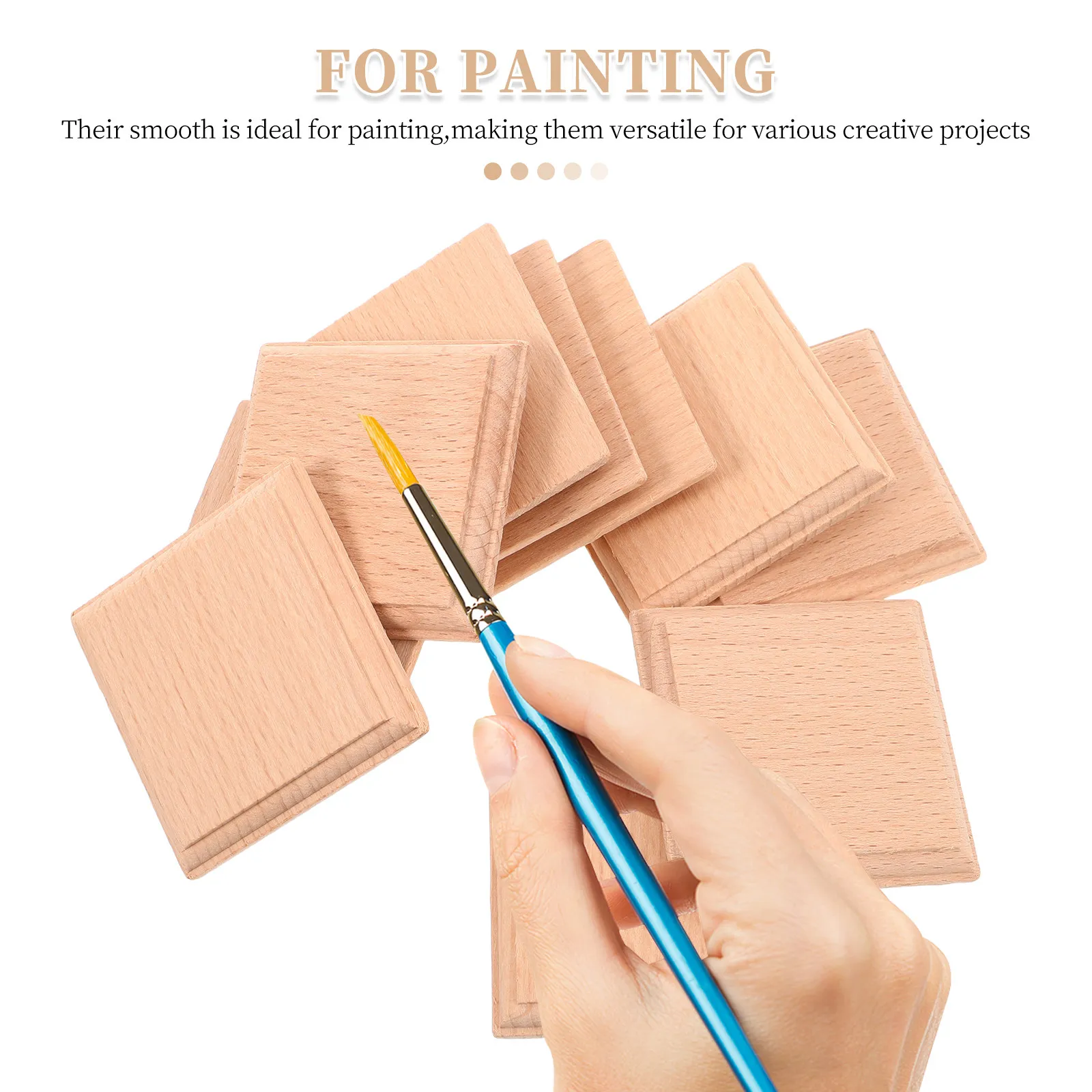 10個入り正方形木製ブロック 天然ブナ材ディスプレイ台座 工芸品彫刻や絵画用 未完成の木製ベース モデル用