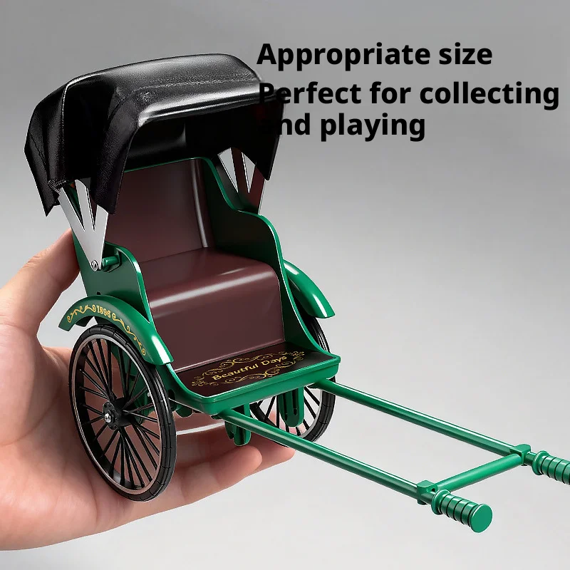 1:10 Nostalgic Retro Manual Rickshaw Assembly Model Tabletop Decoration Item, Scene Setting Accessory, Children's Toy, Gift