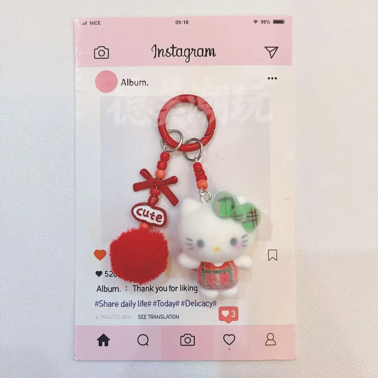 

New model Hello kitty keychain Moible Phone Backpack Hanging Keychain For Bags Keyrings Pendant Charms