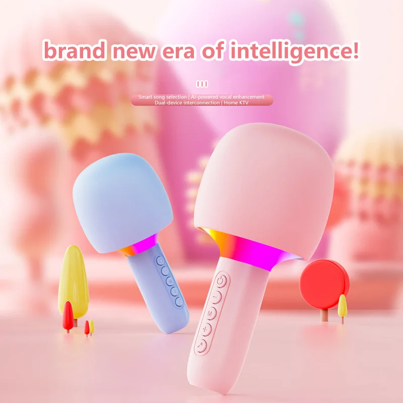 Sing Live Wireless Bluetooth Speaker Microphone Home KTV Sing Entertainment Speaker Intelligent Voice Noise Reduction Microphone