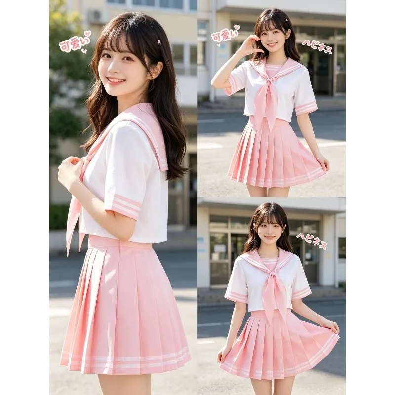 Anime Cosplay Matrosenkragen Schuluniform Langarm Plissierter Rock Japanisches Süßes Niedliches Party Alltags-Rollenspiel Kostüm-Set