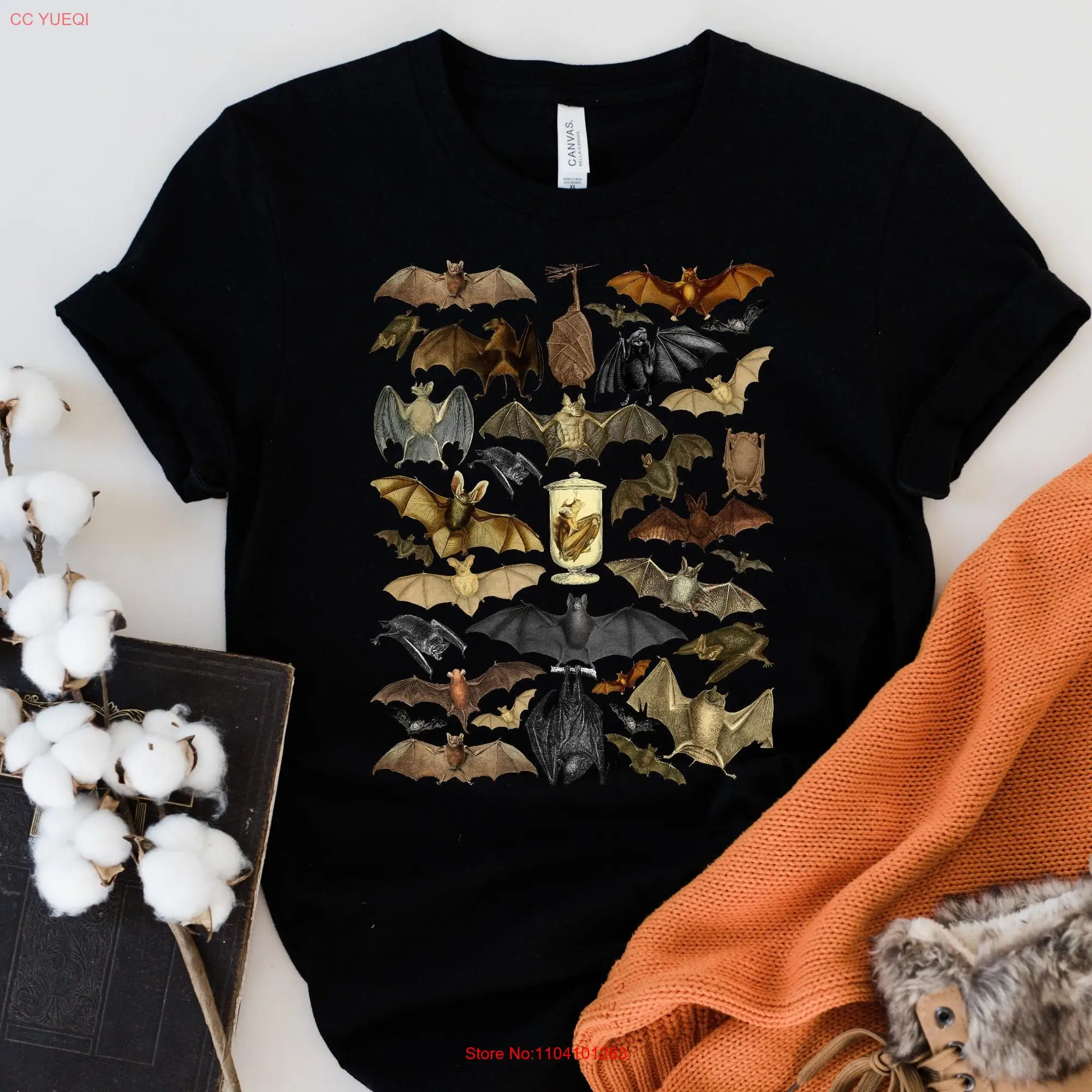 Vintage Style Halloween Cottagecore Bat UNISEX T Shirt Creepy Cute Gothic for Her Womens Aesthetic Nocturnal Animal Top