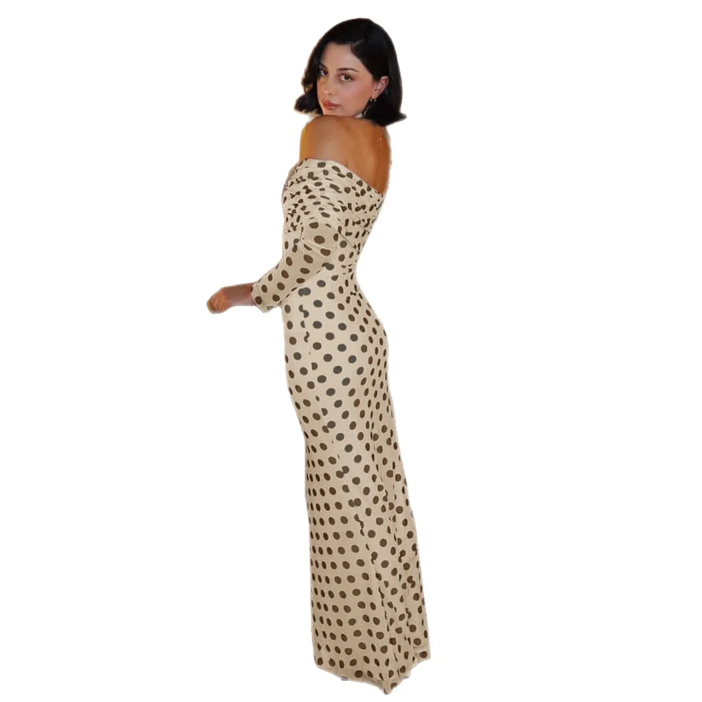 Slimming One oulder Bal Dr High Waist Knitted Polyester Bodycon Gown for Women Ele  Sle Long Sve