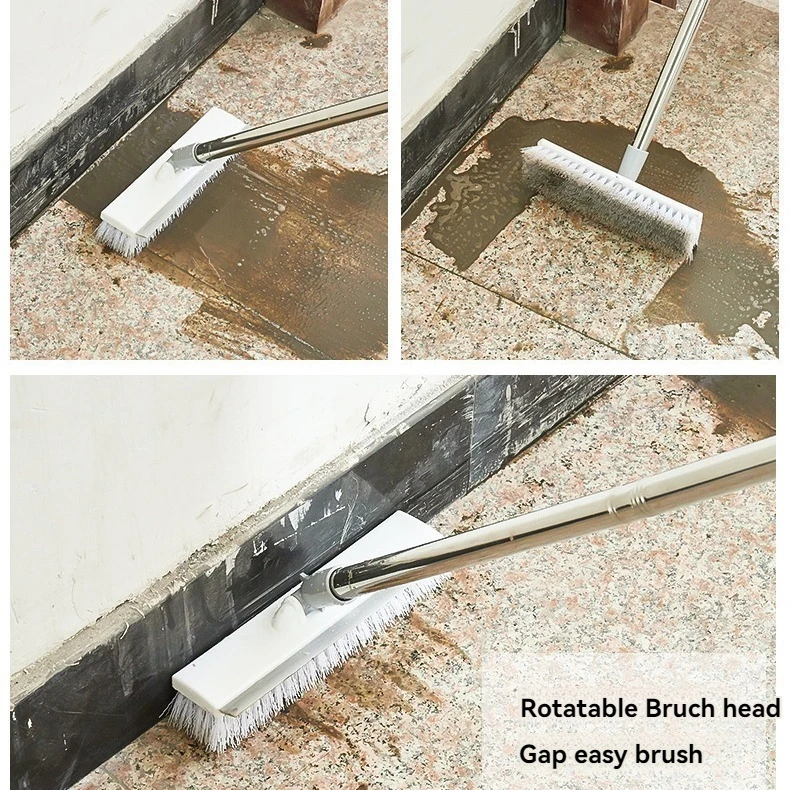 Новая вращающаяся щетка с длинной ручкой, артефакт, щетка для чистки пола из нержавеющей стали, щетка из нержавеющей стали для ванной комнаты