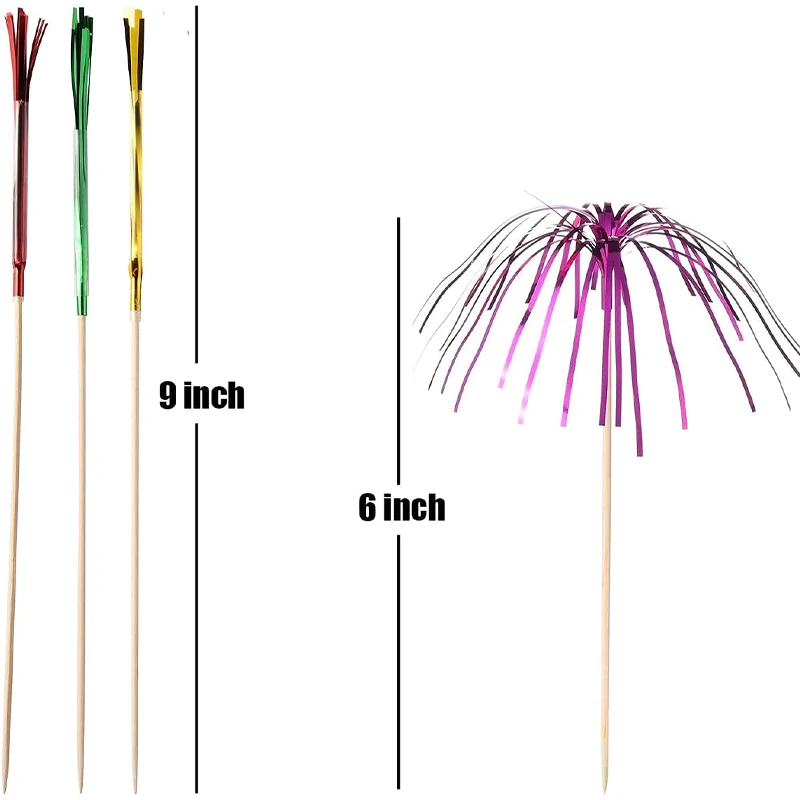 100 Pcs Cocktail Picks Firework Sticks Cocktail Decoration Used for Party Colourful Fruit Toothpicks Palm Tree Cocktail Picks