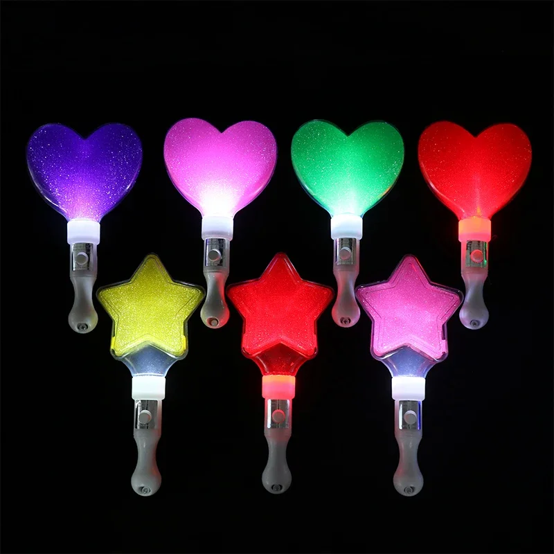 Colors Change LED Glow Heart Star Shape Luminous Concert Cheering Tube Wedding Party Light Stick Decor Supplies Favor Gift Event