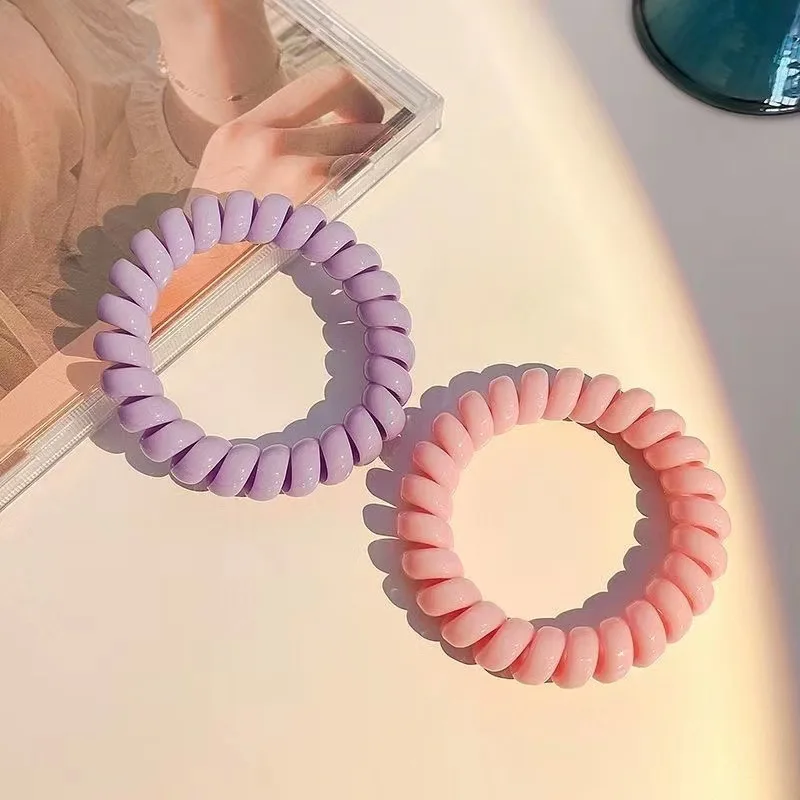 6 Pcs/Lot Telephone Wire Line Cord Candy Color Headbands Rubber Bands Elastic Hair Bands Women Scrunchy for Hair Ties
