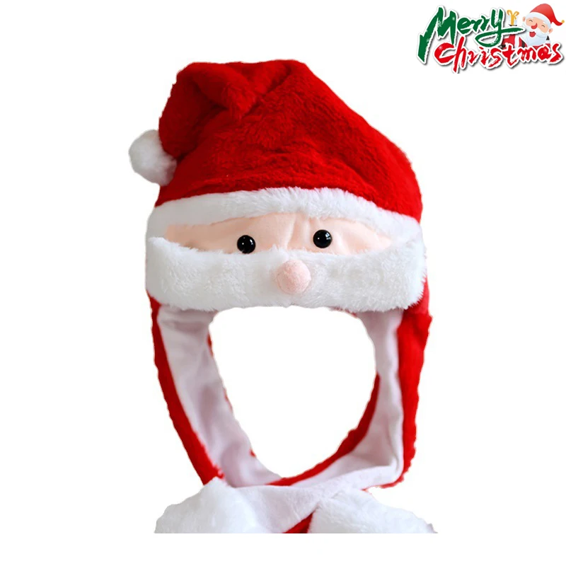 

2024 Cute Christmas Santa Claus Hat Elk Head Cover Moving Ear Headwear Decoration New Year Party Festival Decoration Gift