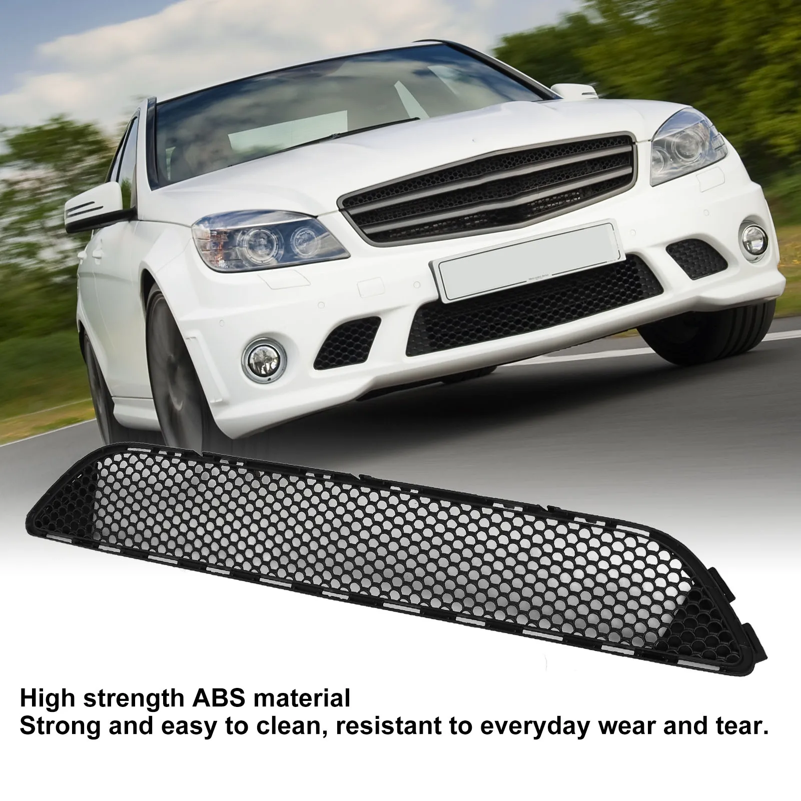 

Front Bumper Lower Grille 2048850153 High Strength Protective Sturdy Center Mesh Grill for C‑Class W204 Amg Line 2008 To 2011