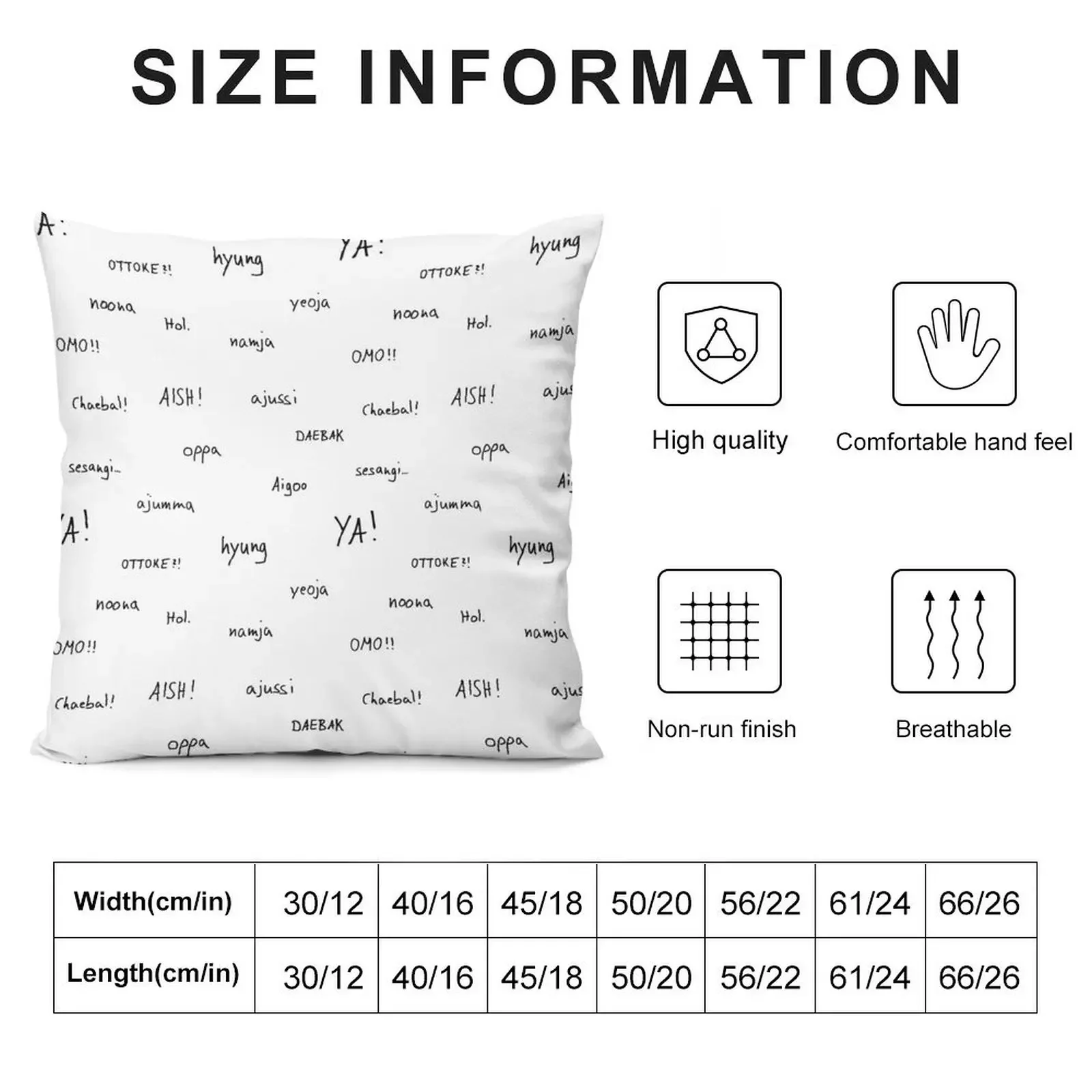 Kdrama Vocabulary Throw Pillow Luxury Cushion Cover Luxury Sofa Cushions pillow