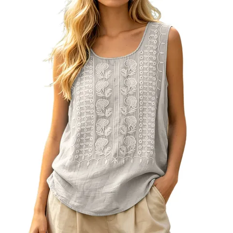 Женский жилет Boho из хлопка и льна