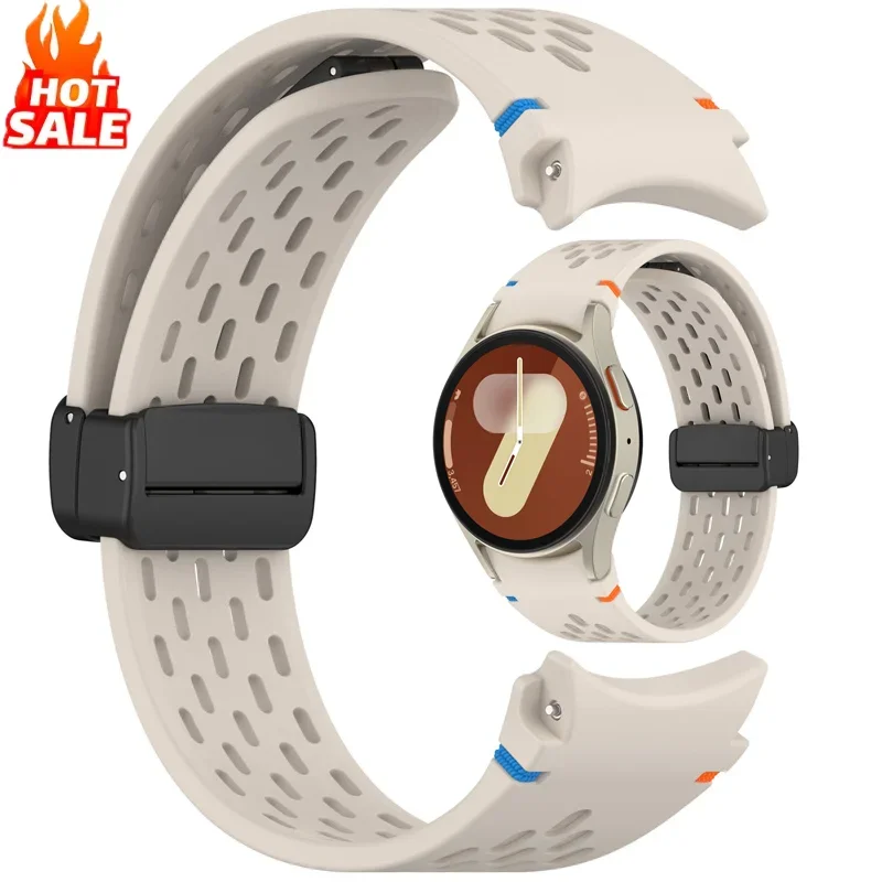 

Ремешок с магнитной пряжкой для Samsung Galaxy watch 7/FE/5 Pro/6/4 classic 44-40 мм, спортивный силиконовый браслет correa Galaxy watch 7, ремешок