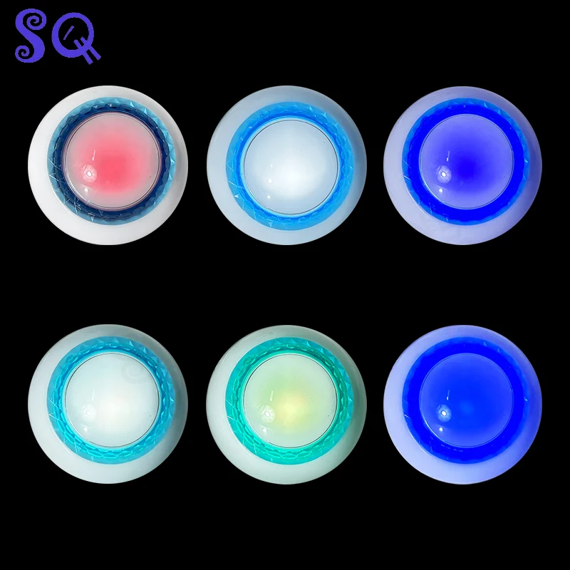 

6 Color LED Lights 60mm Cabochon Arcade Gaming Button Blue Diamond Bezel Button Switch micros and leds