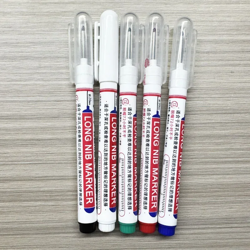 8/10 قطعة مقاوم للماء علامات طويلة الرأس حفرة عميقة قلم تحديد للمعادن نجار أحمر/أسود/أزرق/أخضر/أبيض الحبر أدوات النجارة