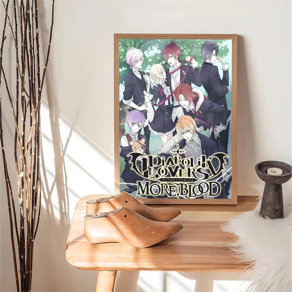Anime D-Diabolik Lovers Movie Sticky Posters Retro Kraft Paper Sticker DIY Room Bar Cafe Aesthetic Art Wall Painting
