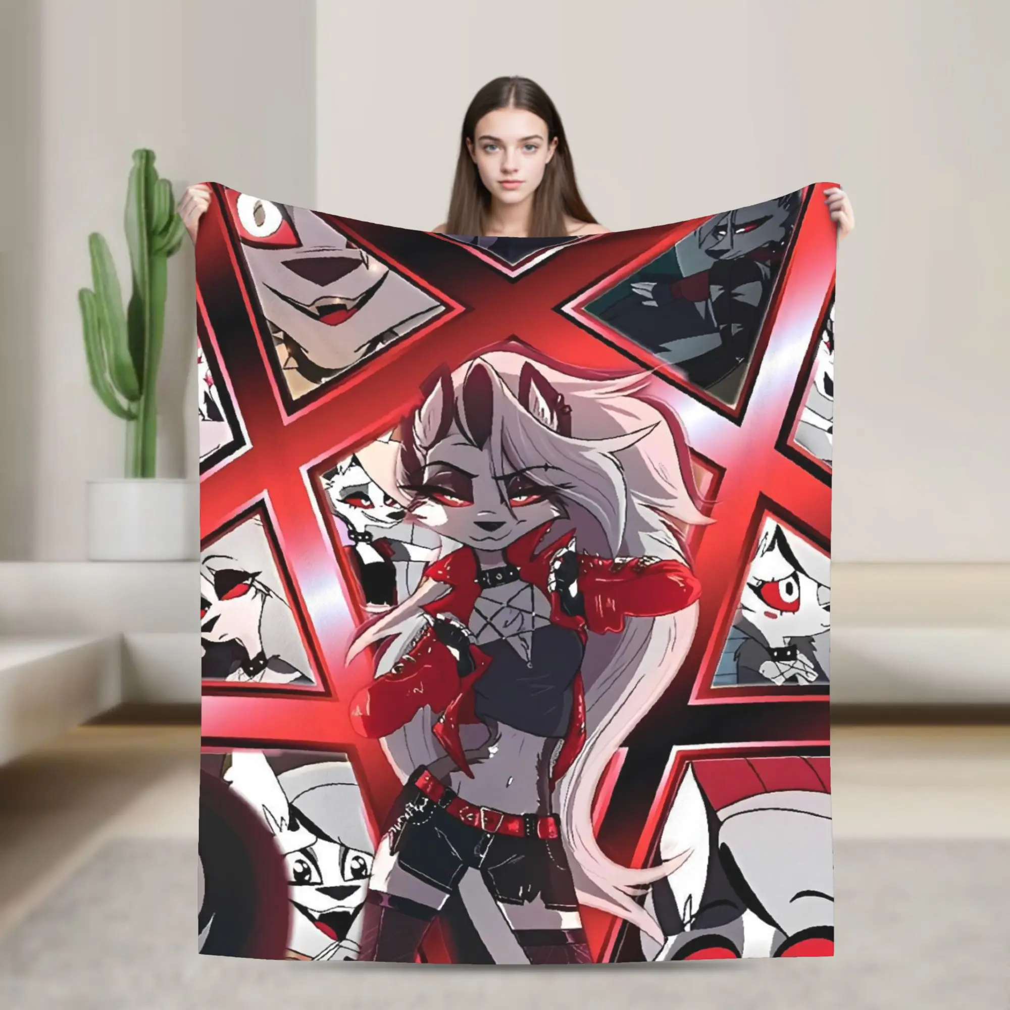 Helluva Boss Loona Flannel Blankets Winter Super Soft Throw Blanket for Girls Boys Couch Chair Graphic Bedspread Sofa Bed Cover
