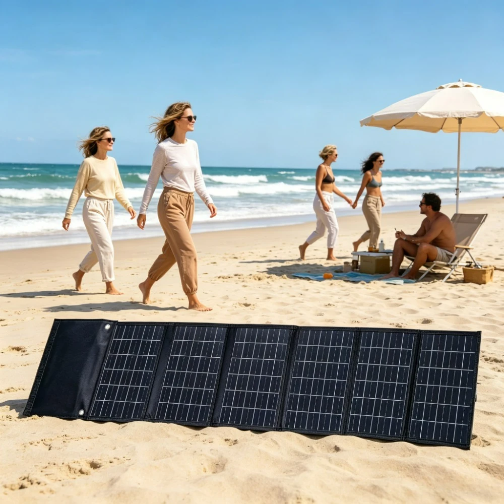 Portable Waterproof 50W 90W Solar Panel Charger Foldable Dual USB DC Fast Charging Output For Outdoor Camping Hiking Fishing