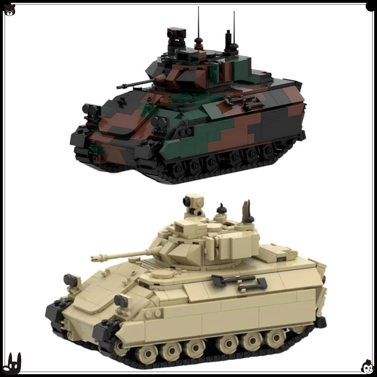 MOC Military Series Tracked Armored Reconnaissance Vehicle Building Blocks Set M3A3 Bradley Tank Model Boy's Toys Birthday Gift