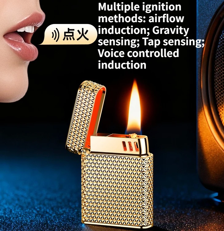 Intelligent Paris Nail Voice Controlled Lighter with Oil Electricity Integration Multiple Ignition Methods Lighter Men's Gift