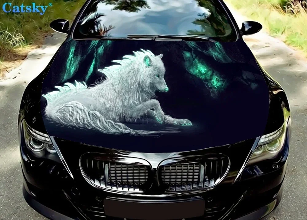 

Виниловые наклейки на капот автомобиля Whitewolf, виниловая пленка, наклейки на крышку двигателя, автомобильные аксессуары, защита капота автомобиля
