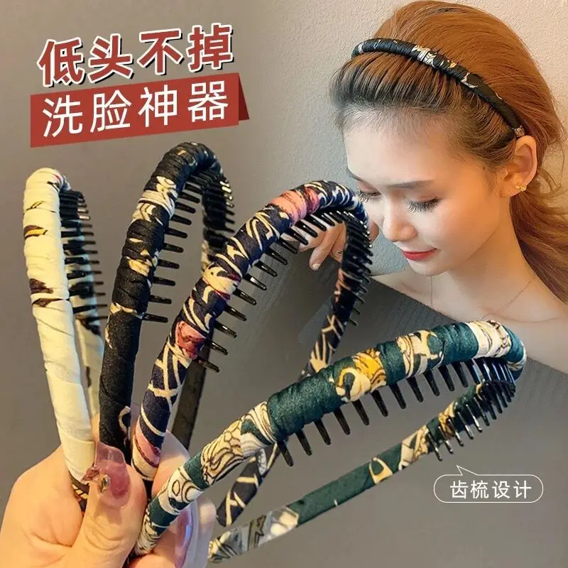 Fashion Hair Bands Solid Floral Headband Wrap Bezel with Teeth Hair Hoop Hairband for Women Anti-slip Hair Accessories