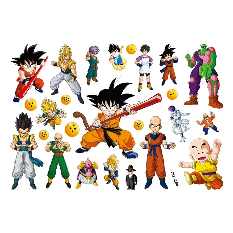 Anime Dragon Ball Tattoo Stickers Cartoon Son Goku Vegeta Super Saiyan Figure Sticker Kids Girls Birthday Gift