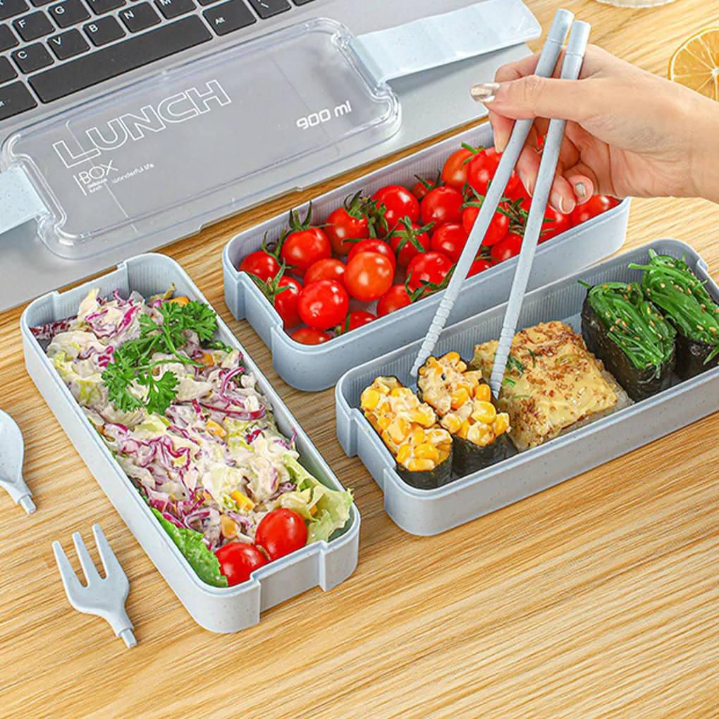 

Safe To 3 Layer Wheat Straws Bento Boxes Office School Easy To Clean 3 Tier Food Storage Container