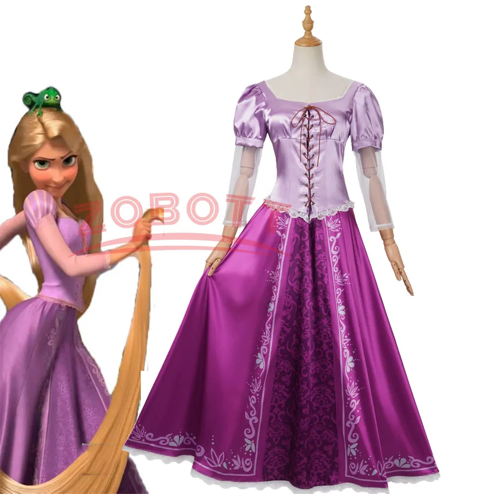 

RRapunzel Cosplay Costume Purple Dress Adult Carnival Uniform Anime Halloween Cosplay Costumes Women Men Accessories