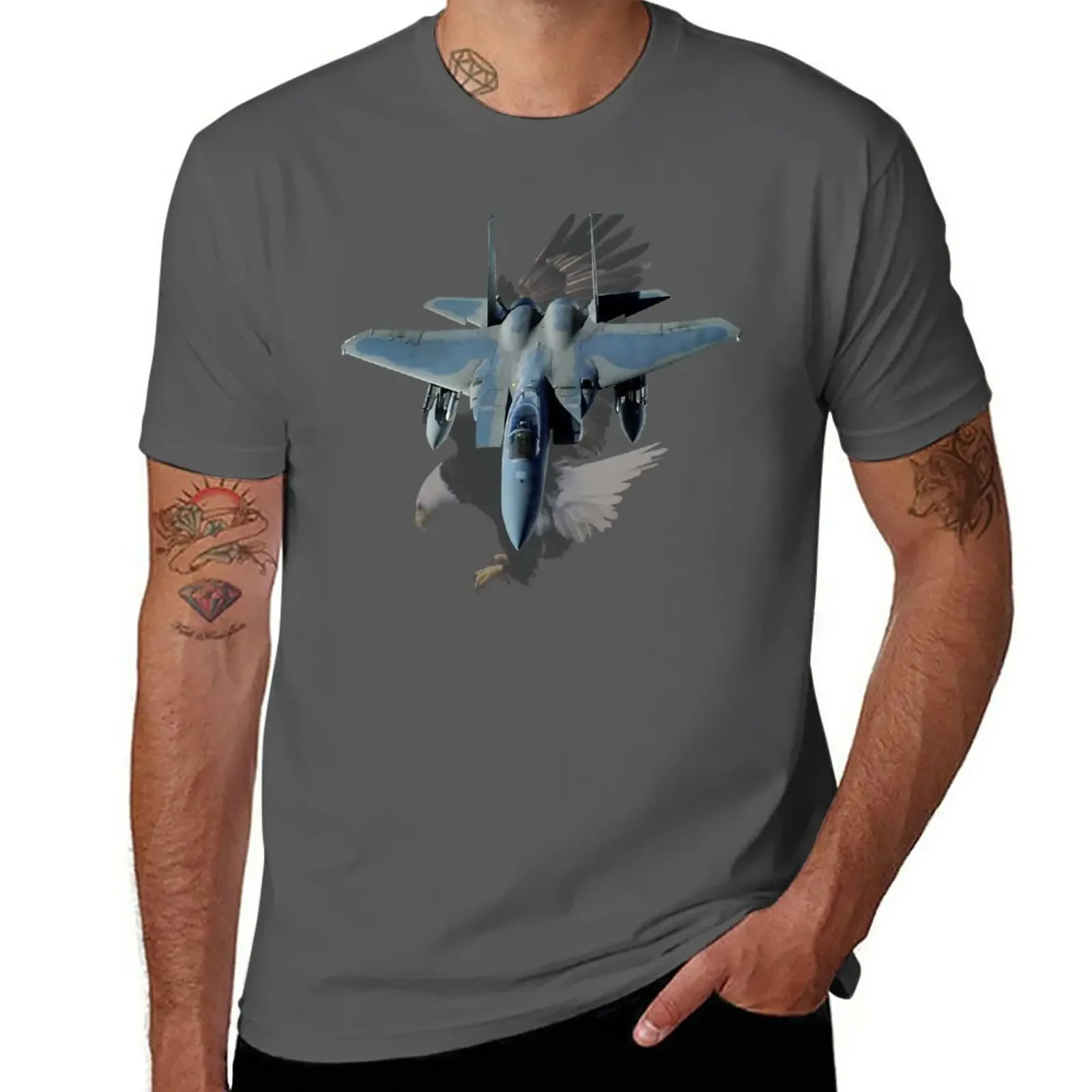 

Футболка F15 с орлом, новая версия, Винтажная летняя одежда, мужские футболки