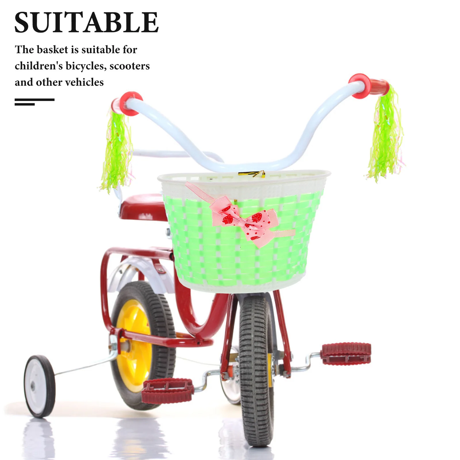 1Set Kids Bike Accessories Girls Bicycle Basket Streamer Handlebar Decoration Colorful Bike Basket Front Baskets for Bikes