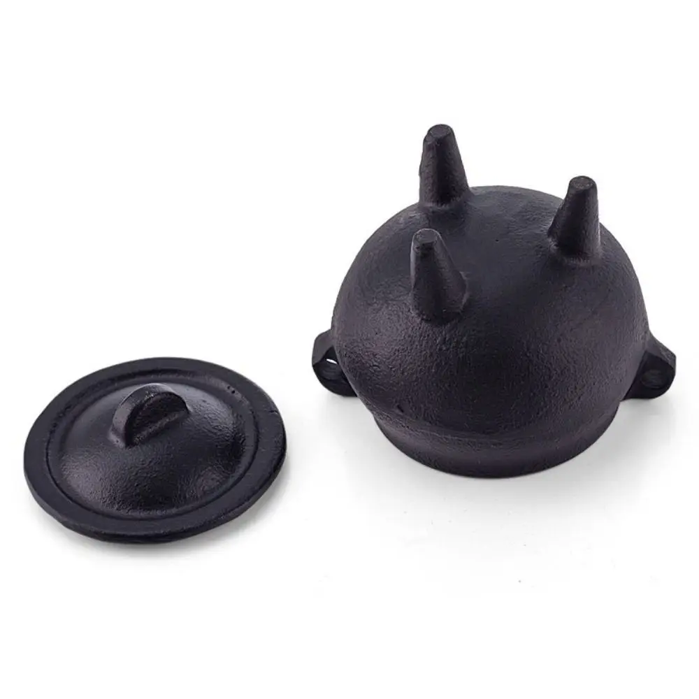 Cast Iron Incense Burner Stable Tripod Side Ring Handles Cauldron Censer Vintage Style Removable Lid Incense Holder Meditation