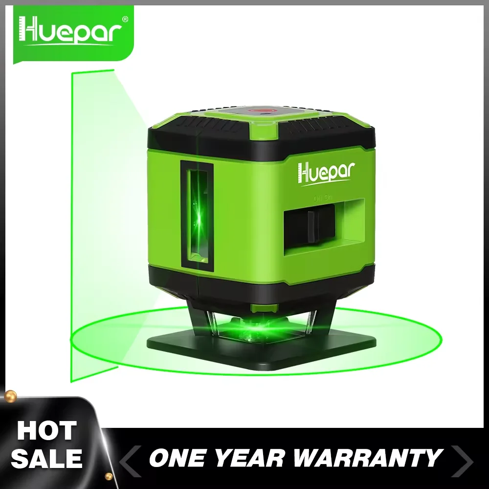 huepar green beam floor laser level linha cruzada auto nivelante de 360 ferramenta para colocacao de azulejos quadrado com base fl360g 01