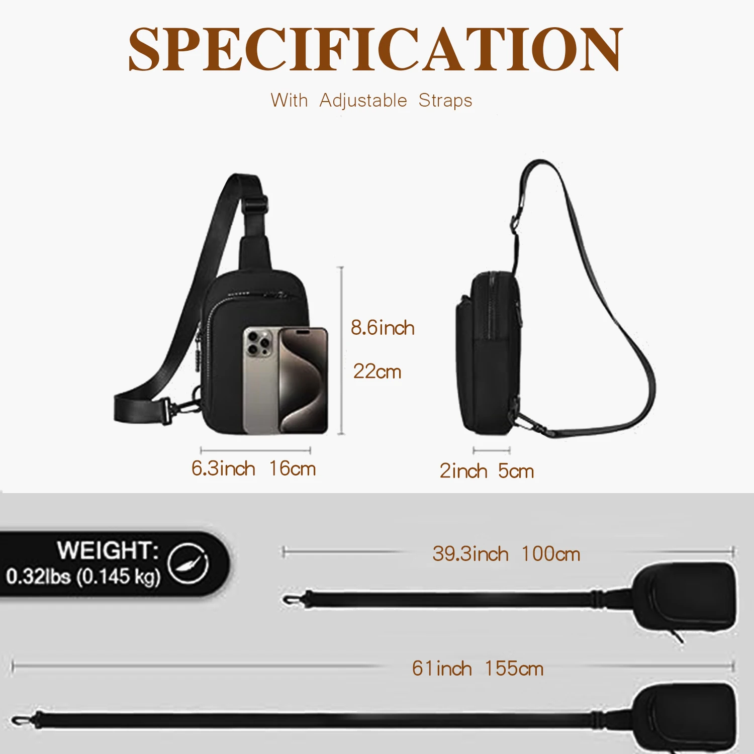 Women Chest Bags Traveling Fashion Sling Bag Casual Lightweight Portable Solid Color Purses Adjustable Strap for Outdoor Running