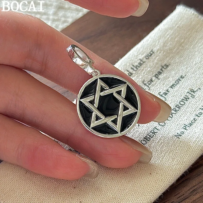 

Новый стильный кулон BOCAI из чистого серебра S925 с глянцевой шестиугольной звездой