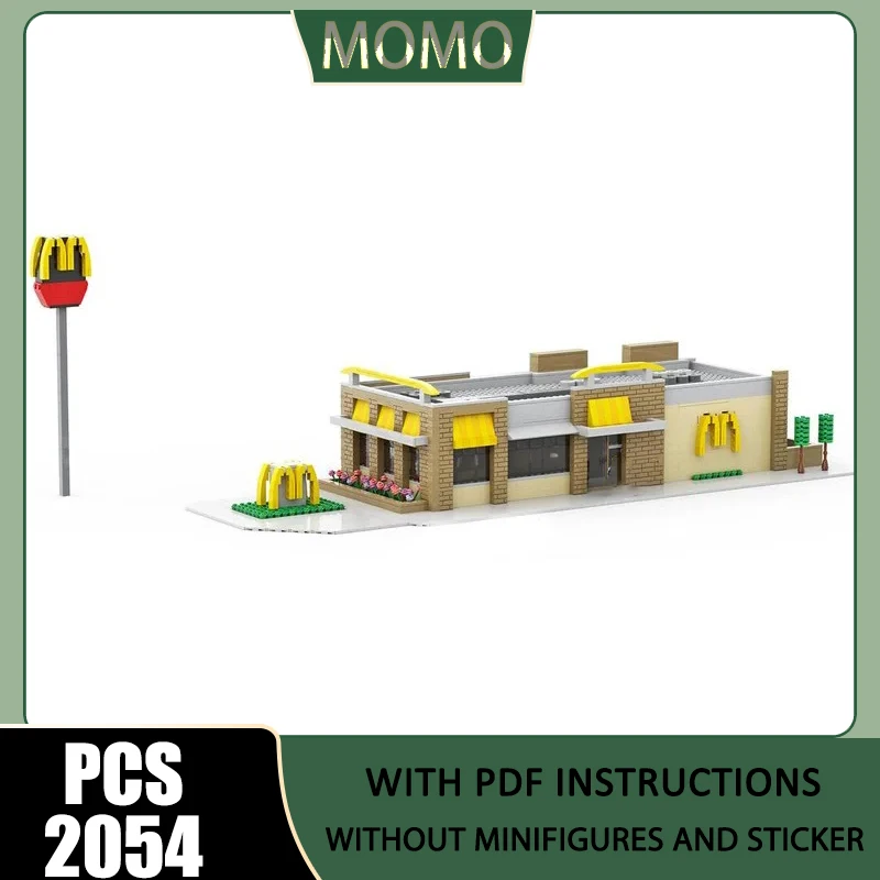 

Moc Building Bricks M'Golden Arch Model Building Technology Modular City Street View Model Block Toy Holiday Construstion Gifts