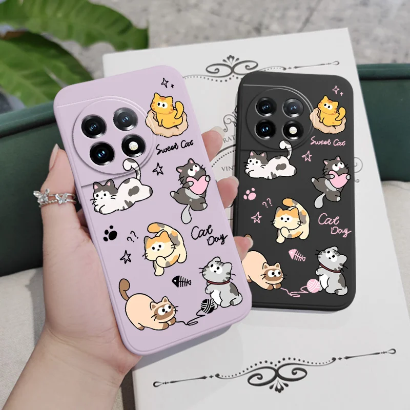 Cat String Ball Phone Case For Oneplus 12 12R 11 11R 10 10R 10T 9R 9RT 9 8T 8 7 7T Pro 5G Liquid Silicone Cover - Image 5