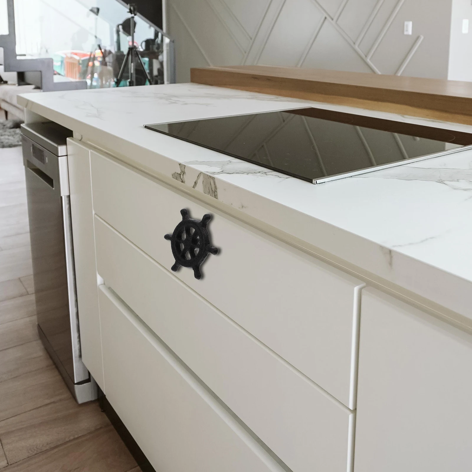 

2 Pcs Drawer Decorative Door Knobs Beach Themed Pulls Coastal Closet Handle Black Cast Iron Cabinet