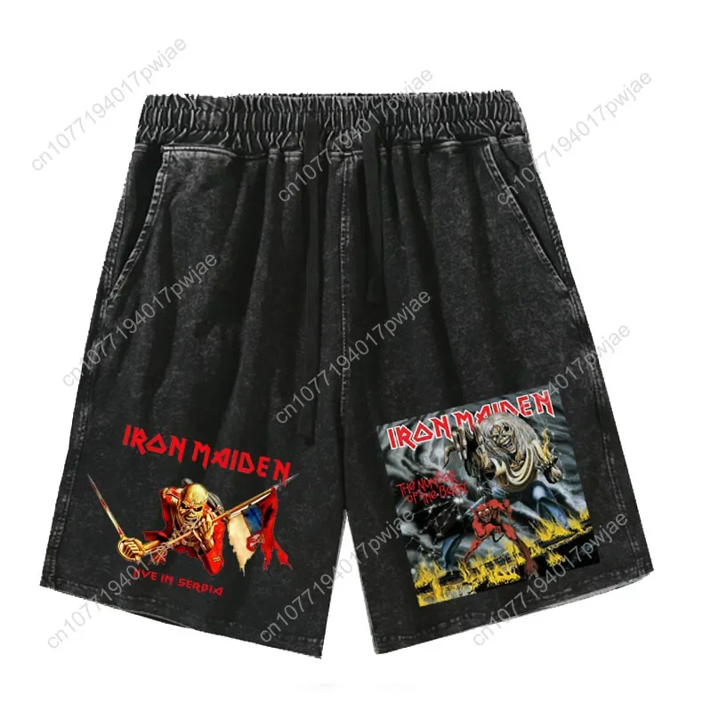 I-Iron M-Maidens روك باند السراويل رجل امرأة مراهق ريترو سراويل قصيرة خمر القطن مطاطا لينة شورتات للبحر السراويل المخصصة #4