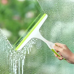 Window Glass Cleaning Tool with Handle Silicone Rubber Brush Bathroom Shower Squeegee Kitchen Car Mirror Wipers