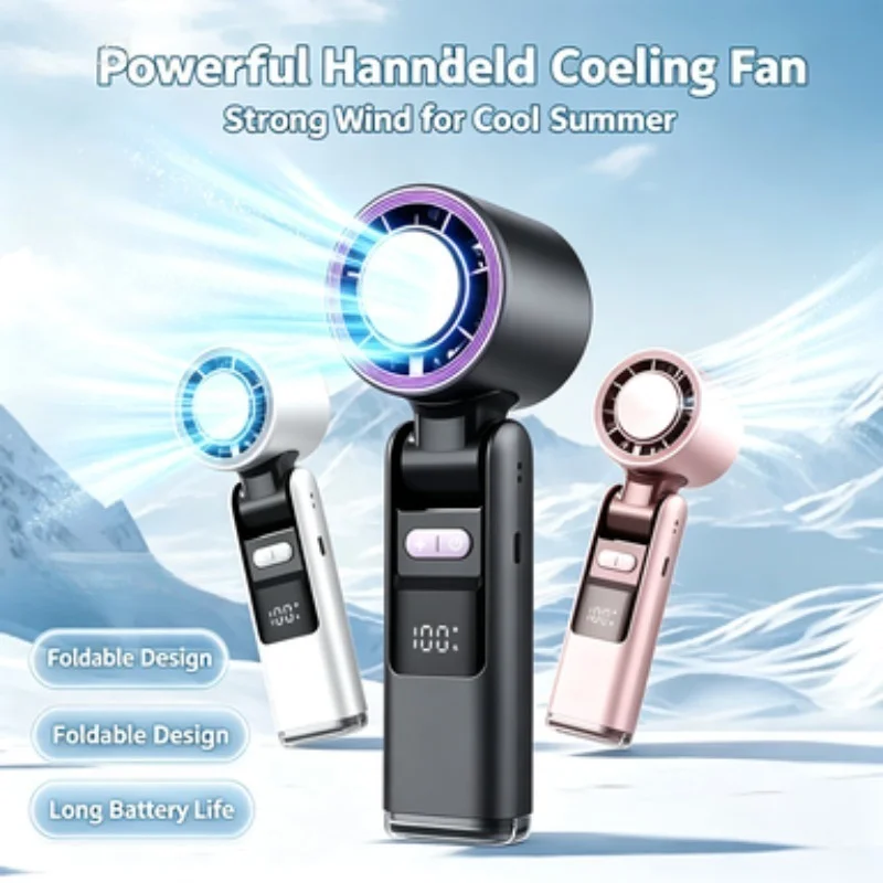 Ventilador Portátil Mini Turbo de 4000mAh, 199 Velocidades de Ventilação, Recarregável, Refrigeração por Semicondutor, Ideal para Uso Pessoal e Viagens