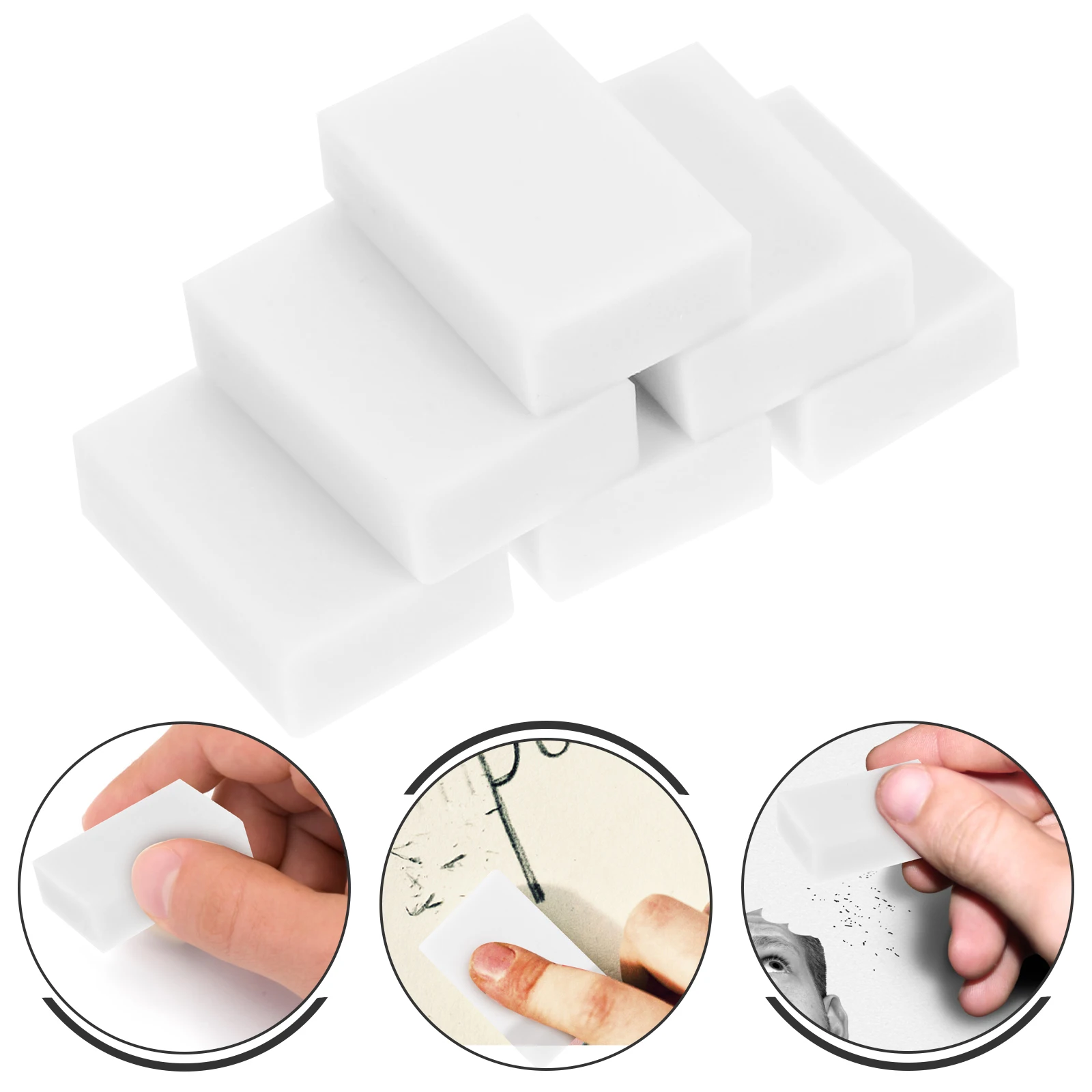 30 Pcs White Art Erasers for Drawing Sketching Office PVC Material Minimal Residue Artists Students