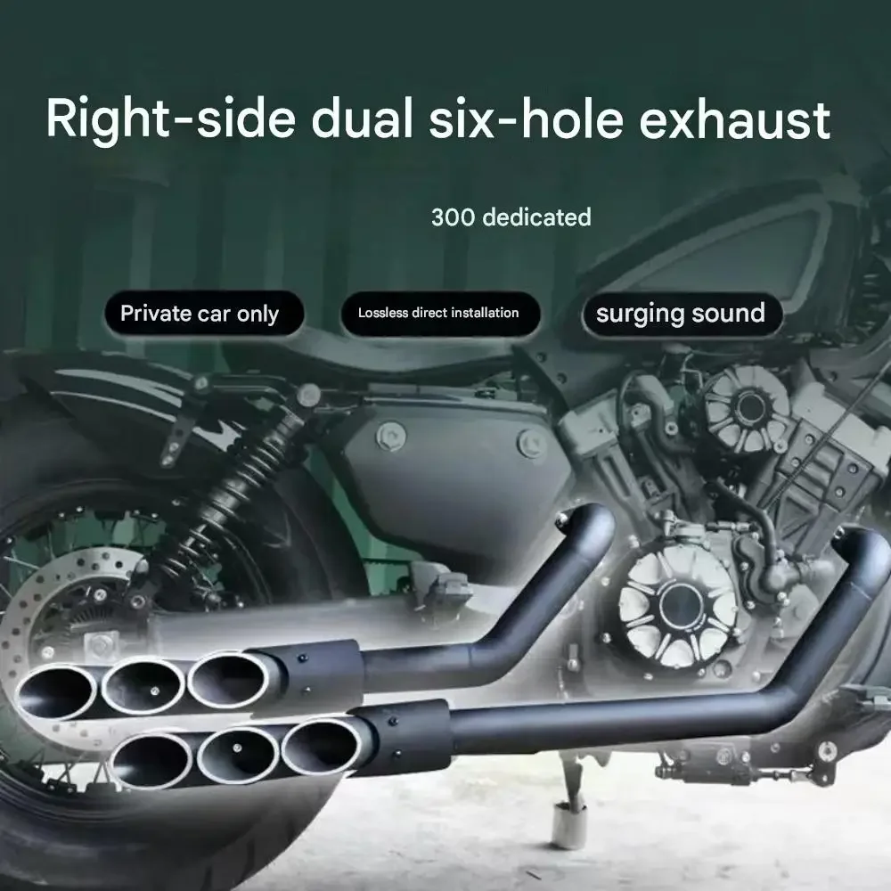 BENDA CHINCHILLA 3OO modified exhaust system: dual exhaust, 6-hole, straight-through tailpipe with no damage installation.