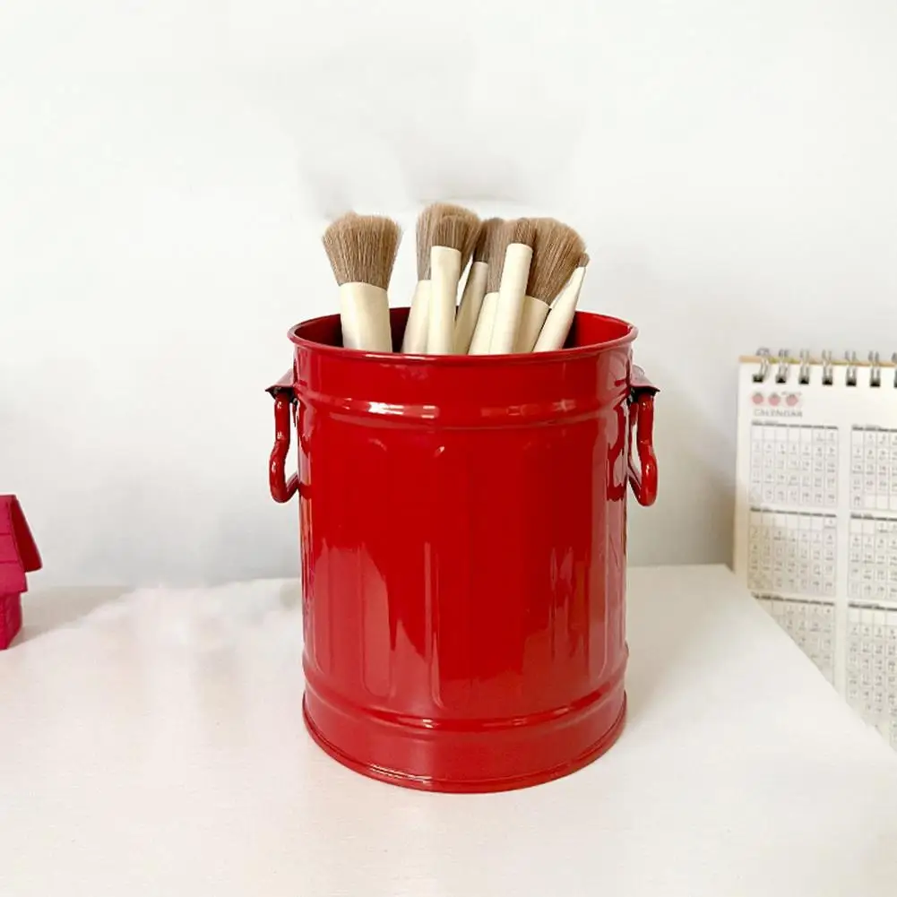 ヴィンテージアイアンペンホルダーデスクオーガナイザーアメリカ風クリスマスメイクブラシ収納バケット学生学用品